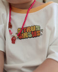 Citrus Circus Starburst OG Tee - oversized white kids tee orange collar